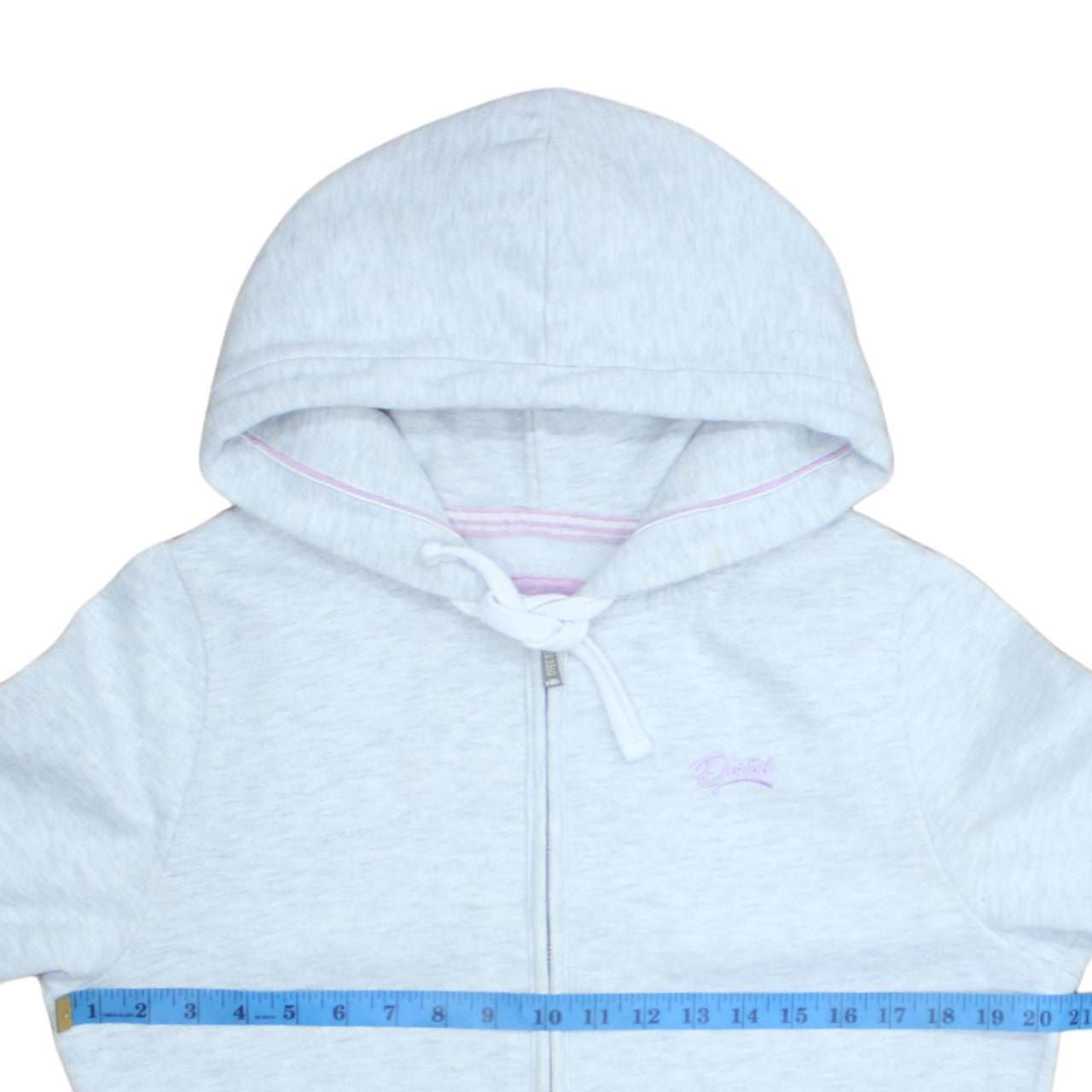 Diesel Womens Light Grey Full Zip Hoodie Size L Cotton Blend