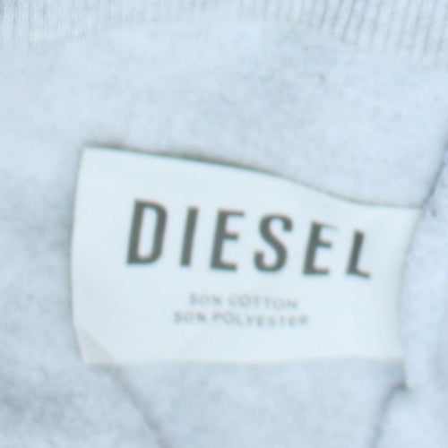 Diesel Womens Light Grey Full Zip Hoodie Size L Cotton Blend