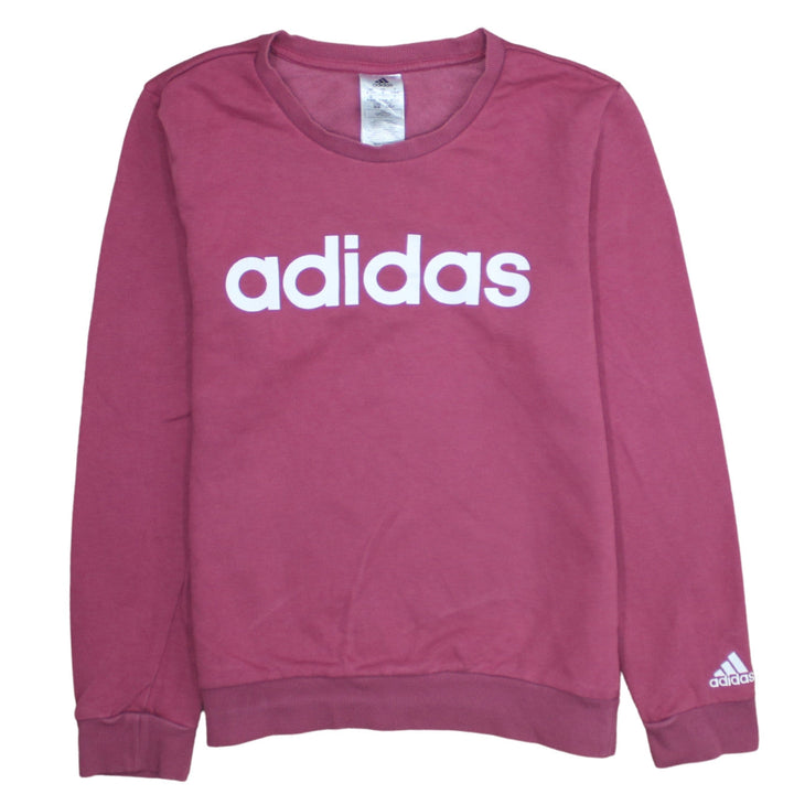 Adidas Womens Pink Crew Neck Long Sleeve Pullover Sweatshirt M 12-14