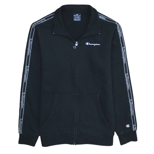 Champion Boys Black Full Zip Sweatshirt Size 13-14 Years Logo Tape Classic