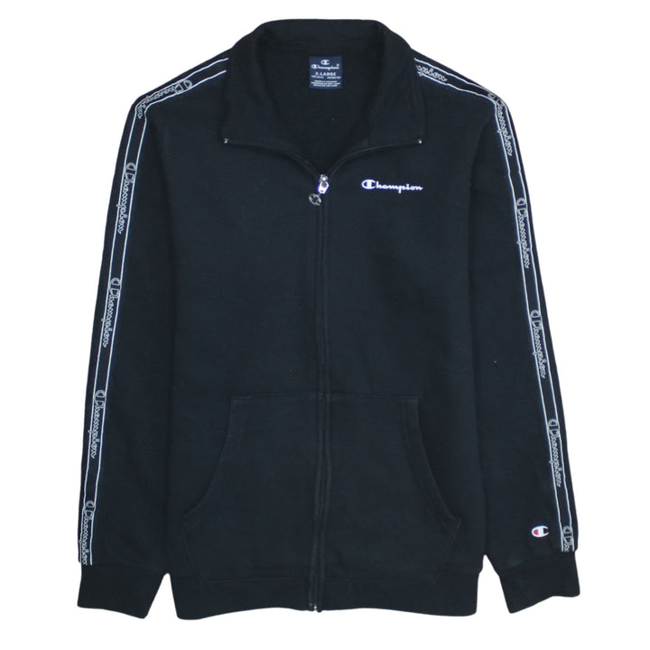 Champion Boys Black Full Zip Sweatshirt Size 13-14 Years Logo Tape Classic