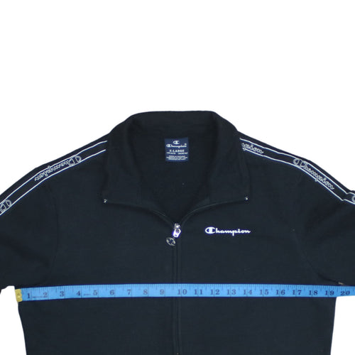 Champion Boys Black Full Zip Sweatshirt Size 13-14 Years Logo Tape Classic