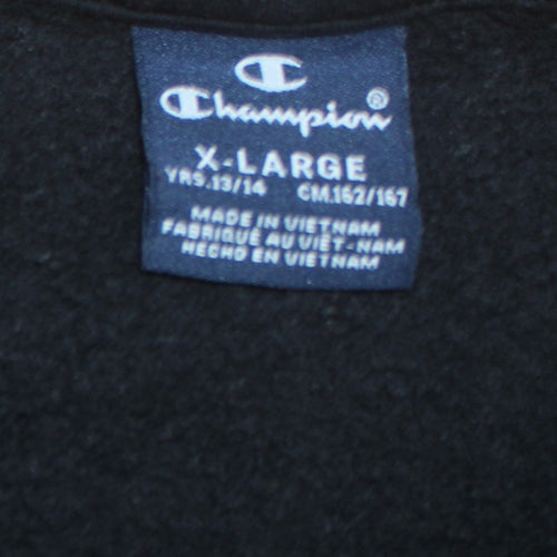 Champion Boys Black Full Zip Sweatshirt Size 13-14 Years Logo Tape Classic