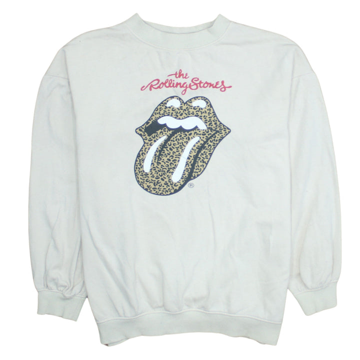 H&M Girls White Rolling Stones Leopard Print Pullover Sweatshirt 10-12 Years
