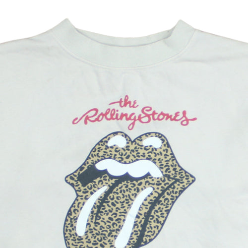 H&M Girls White Rolling Stones Leopard Print Pullover Sweatshirt 10-12 Years