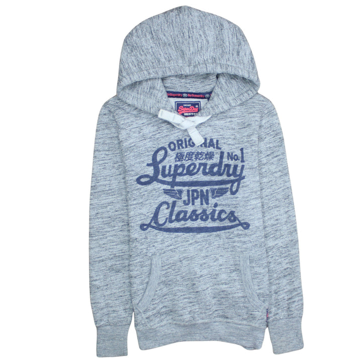 Superdry Womens Grey Pullover Hoodie Size S Vintage Logo Sweatshirt