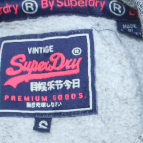 Superdry Womens Grey Pullover Hoodie Size S Vintage Logo Sweatshirt