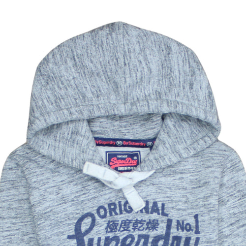 Superdry Womens Grey Pullover Hoodie Size S Vintage Logo Sweatshirt