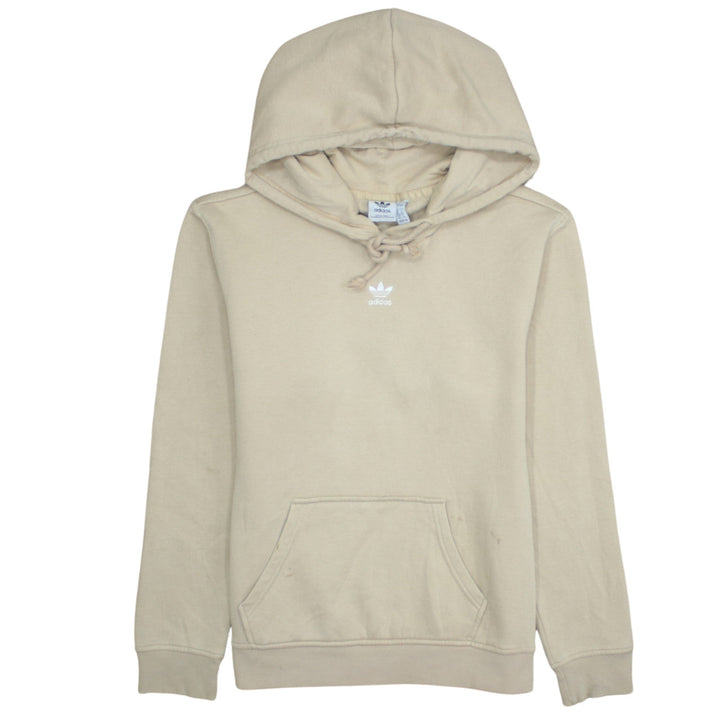 Adidas Womens Beige Pullover Hoodie Size 8 with Logo and Pockets