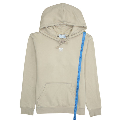 Adidas Womens Beige Pullover Hoodie Size 8 with Logo and Pockets