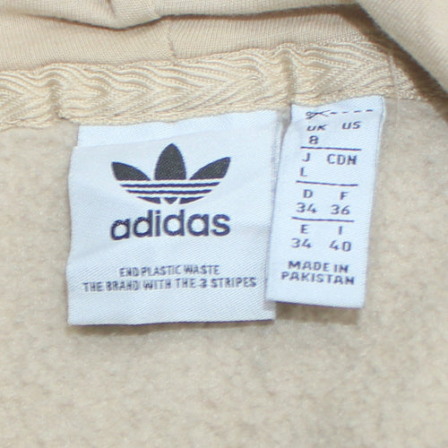 Adidas Womens Beige Pullover Hoodie Size 8 with Logo and Pockets