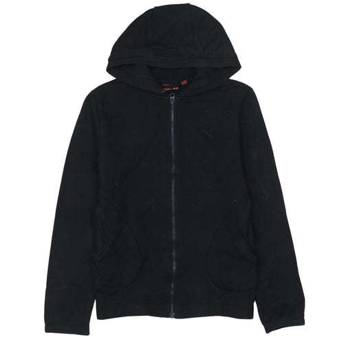 Puma Womens Black Full Zip Hoodie Size UK 10 Cotton Blend