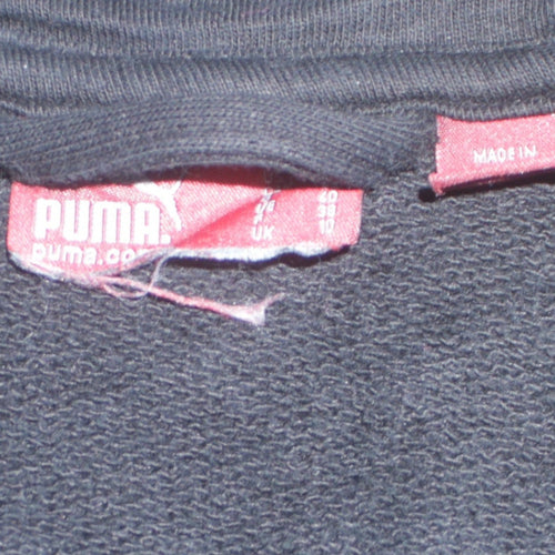 Puma Womens Black Full Zip Hoodie Size UK 10 Cotton Blend