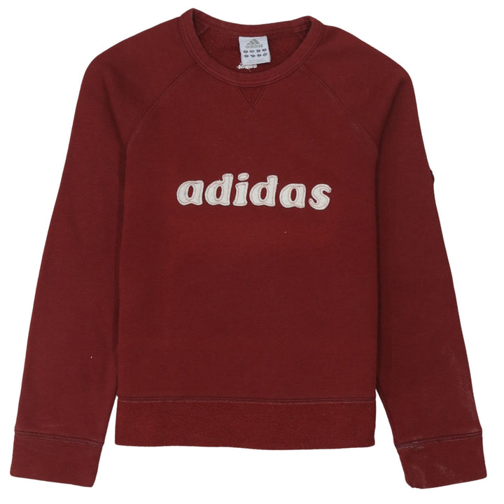 Adidas Women Burgundy Logo Sweatshirt UK 10 Cotton Blend Casual