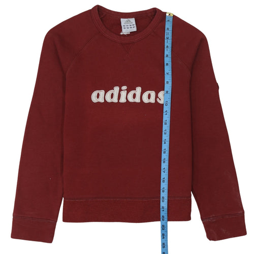 Adidas Women Burgundy Logo Sweatshirt UK 10 Cotton Blend Casual