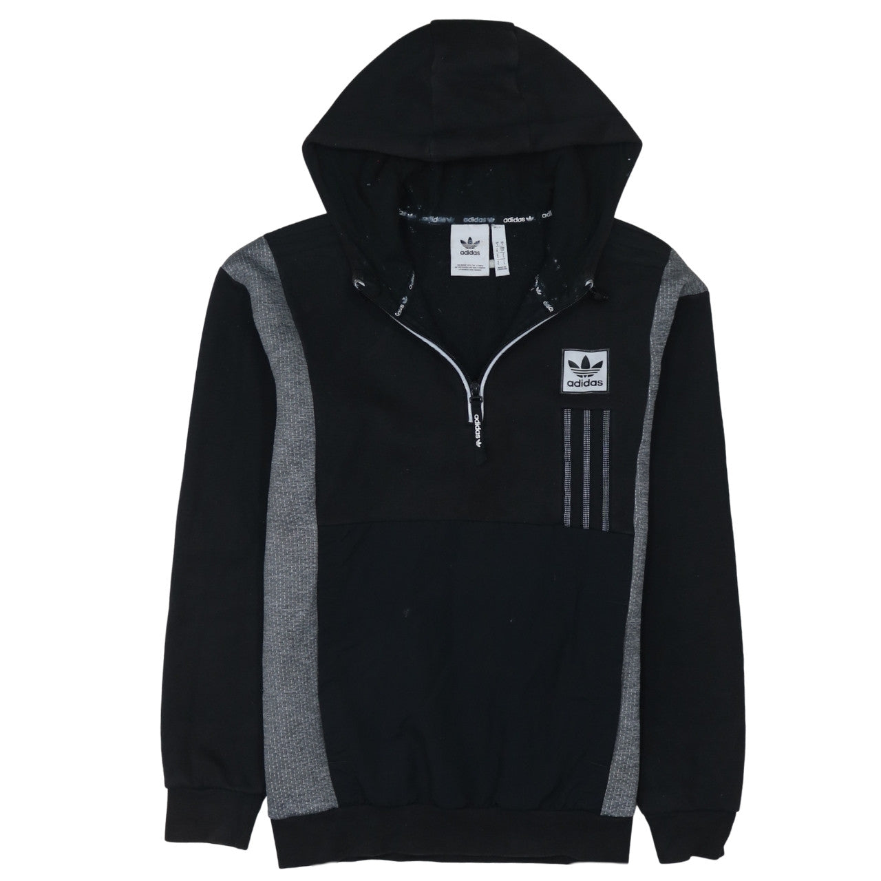 Adidas Mens Black Small 1/2 Zip Hoodie Sweatshirt with Logo