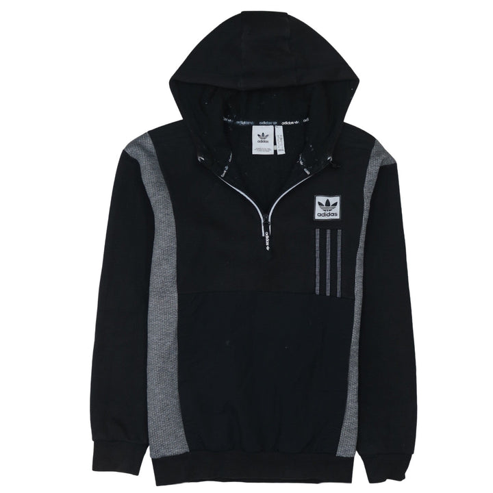 Adidas Mens Black Small 1/2 Zip Hoodie Sweatshirt with Logo