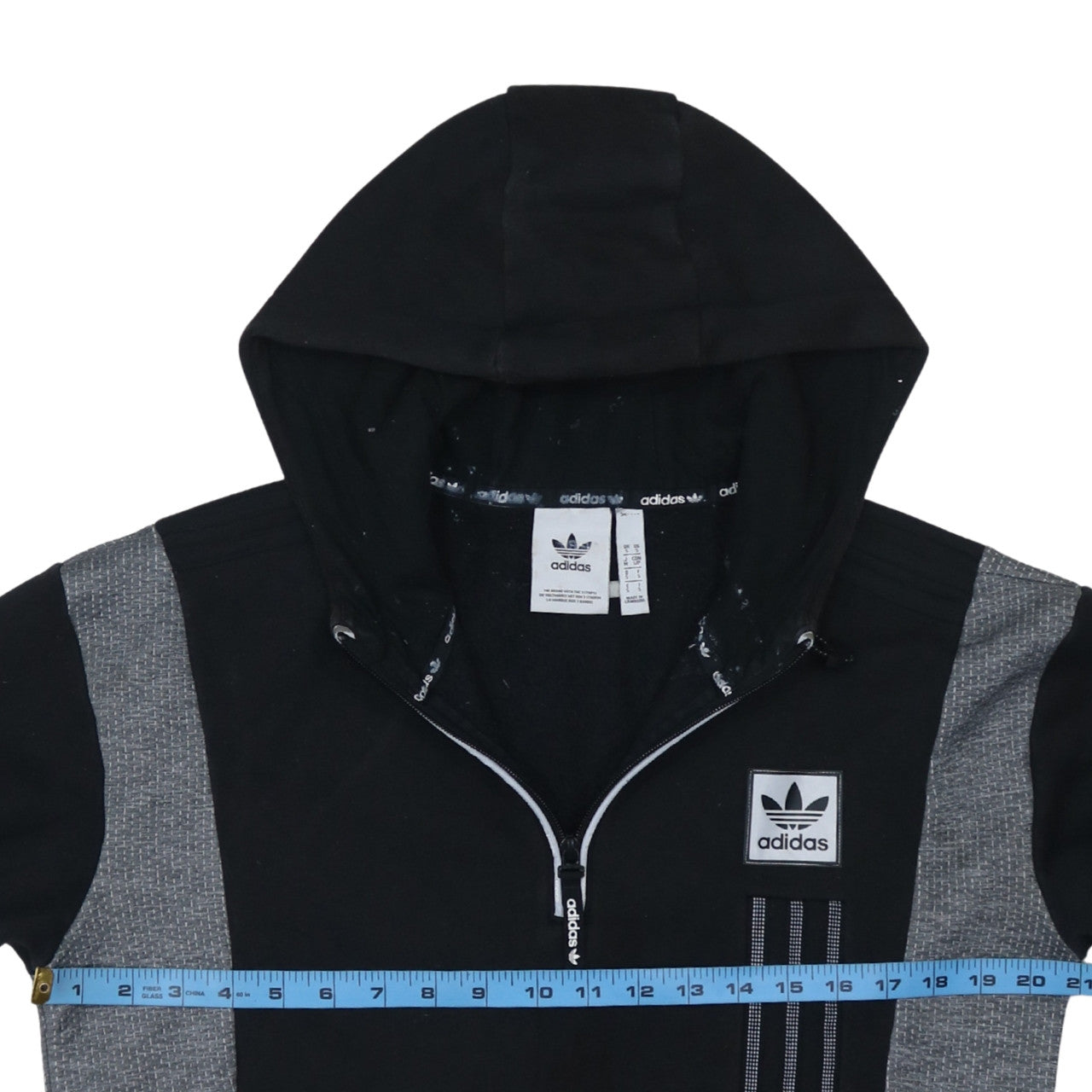 Adidas Mens Black Small 1/2 Zip Hoodie Sweatshirt with Logo