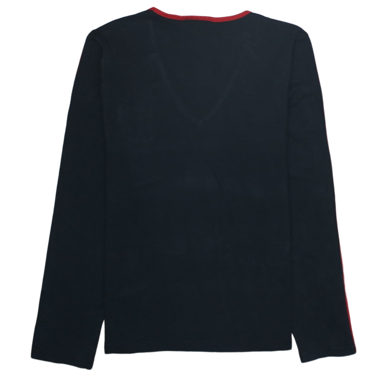 Reebok Womens Black Red V-Neck Long Sleeve Cotton Sports Top Size 18