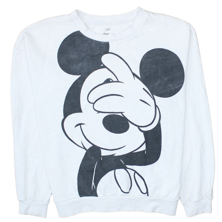 Marks and Spencer Women White Mickey Mouse Disney Sweatshirt Size 10