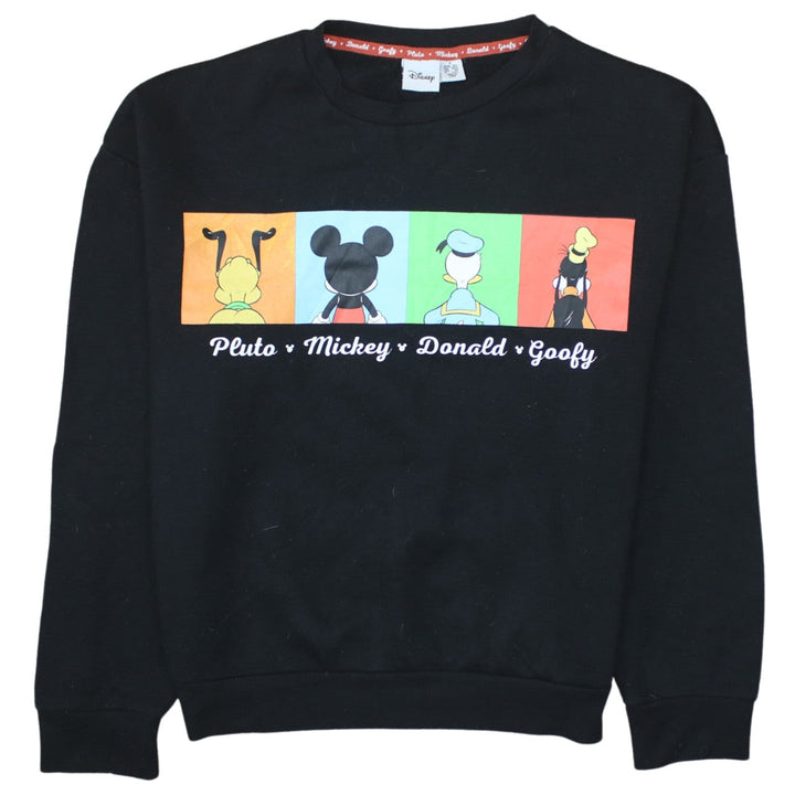 Disney Women's Black Sweatshirt Size S Pluto Mickey Donald Goofy Graphic