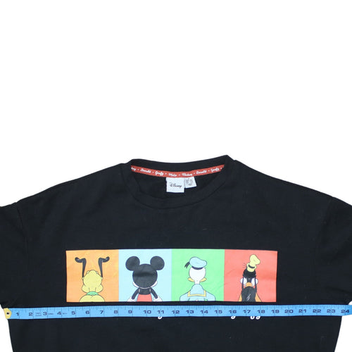 Disney Women's Black Sweatshirt Size S Pluto Mickey Donald Goofy Graphic