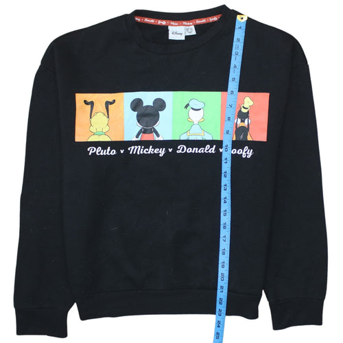 Disney Women's Black Sweatshirt Size S Pluto Mickey Donald Goofy Graphic