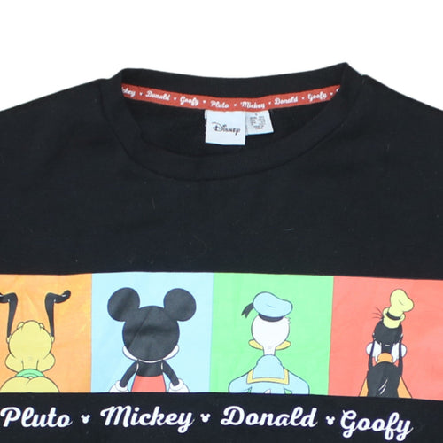 Disney Women's Black Sweatshirt Size S Pluto Mickey Donald Goofy Graphic