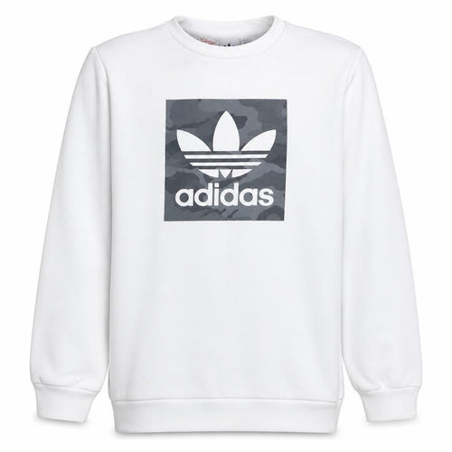 Adidas Boys White Crew Neck Sweatshirt 13-14 Years Camouflage Logo