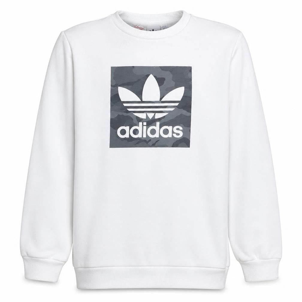 Adidas Boys White Crew Neck Sweatshirt 13-14 Years Camouflage Logo