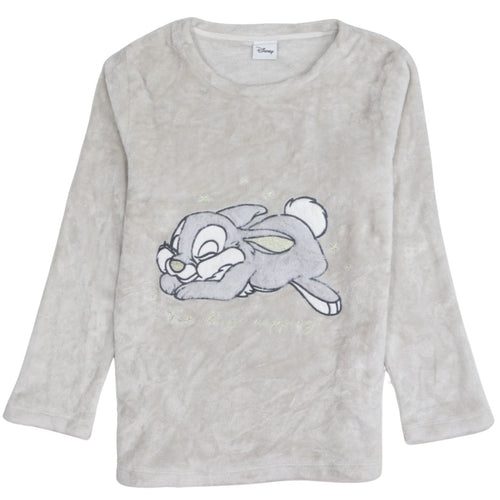 Disney Women Grey Thumper Fleece Long Sleeve Pyjama Top Size 8-10