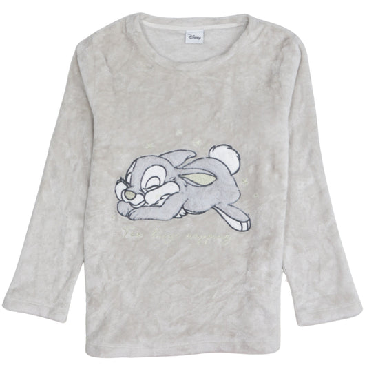 Disney Women Grey Thumper Fleece Long Sleeve Pyjama Top Size 8-10