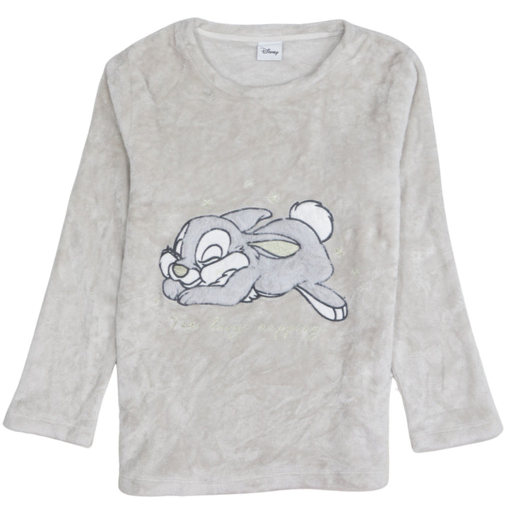 Disney Women Grey Thumper Fleece Long Sleeve Pyjama Top Size 8-10