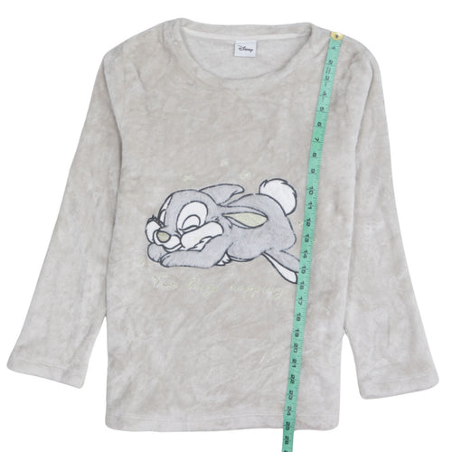 Disney Women Grey Thumper Fleece Long Sleeve Pyjama Top Size 8-10