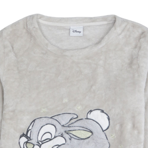 Disney Women Grey Thumper Fleece Long Sleeve Pyjama Top Size 8-10
