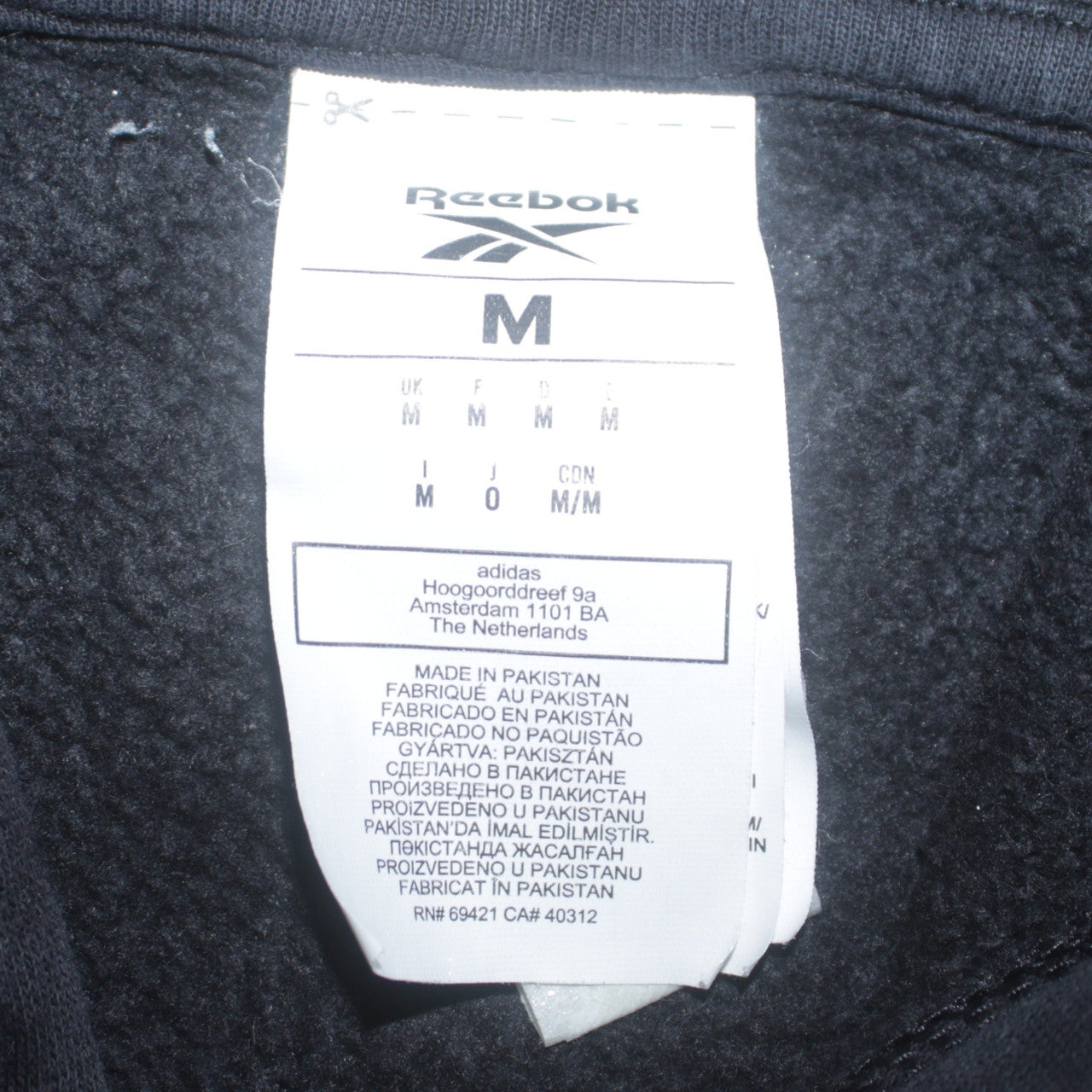 Reebok Men's Black Pullover Hoodie M Logo Sportswear