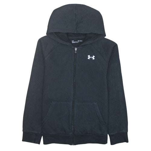 Under Armour Boys Black Full Zip Hoodie Size 13-14 Years Loose Fit