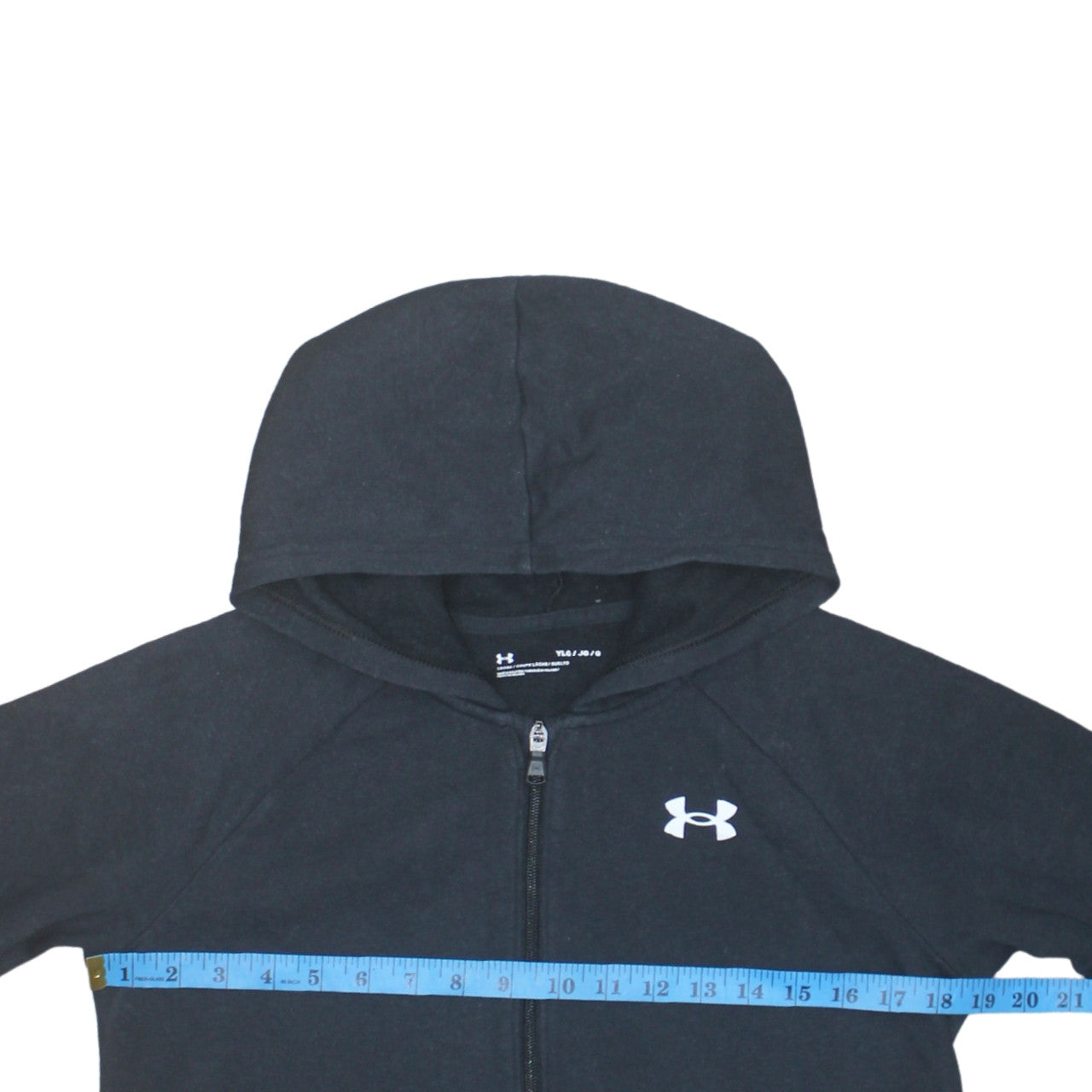 Under Armour Boys Black Full Zip Hoodie Size 13-14 Years Loose Fit