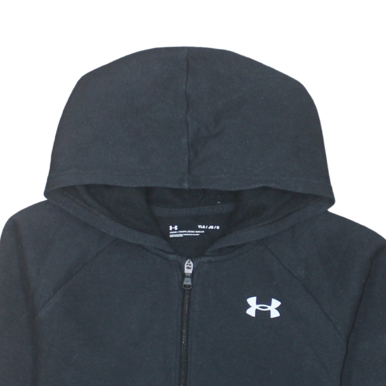 Under Armour Boys Black Full Zip Hoodie Size 13-14 Years Loose Fit