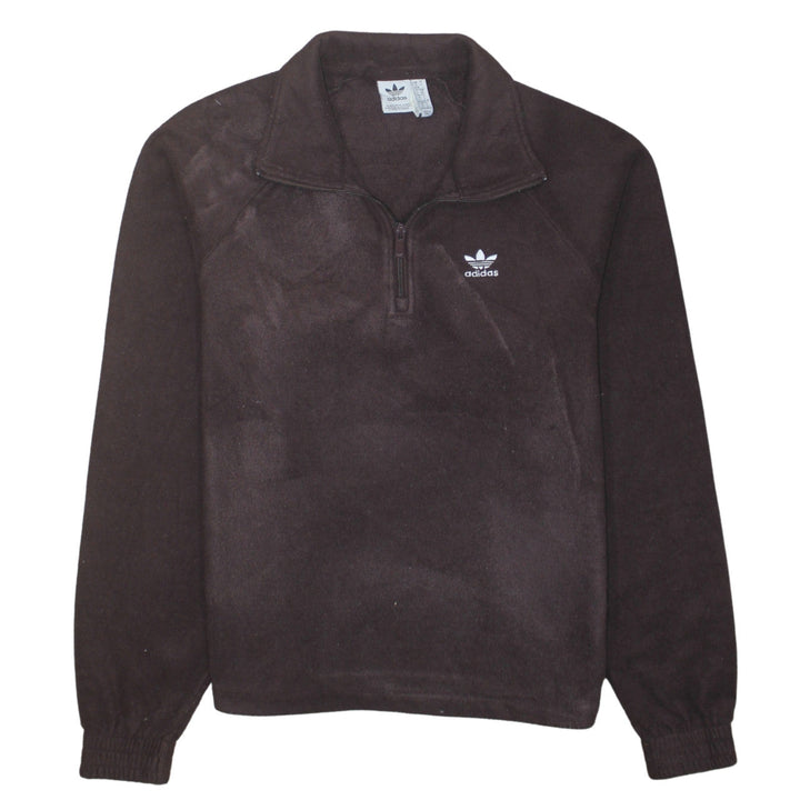 Adidas Women Brown Fleece 1/2 Zip Pullover Sweatshirt Size 8-10