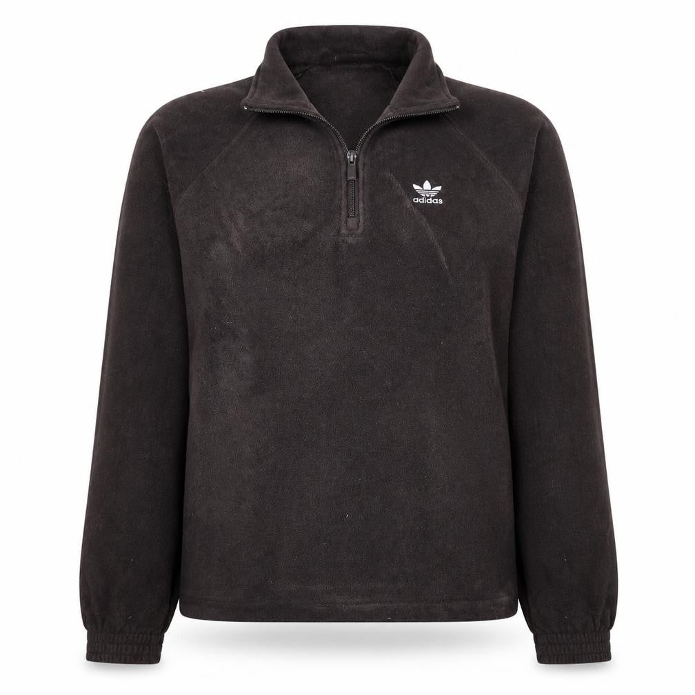 Front view of Adidas Women Brown Fleece 1/2 Zip Pullover Sweatshirt, size 8-10
