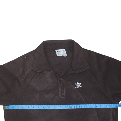 Adidas Women Brown Fleece 1/2 Zip Pullover Sweatshirt Size 8-10