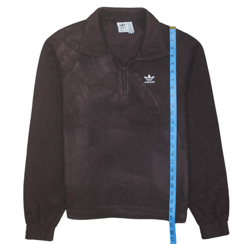 Adidas Women Brown Fleece 1/2 Zip Pullover Sweatshirt Size 8-10