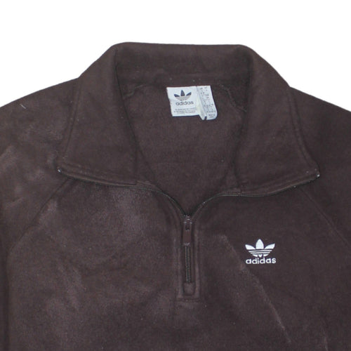 Adidas Women Brown Fleece 1/2 Zip Pullover Sweatshirt Size 8-10
