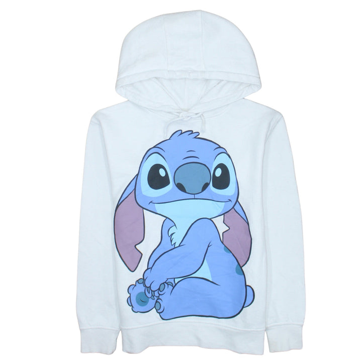 Disney Primark Women White Stitch Hoodie 2XS Cotton Pullover