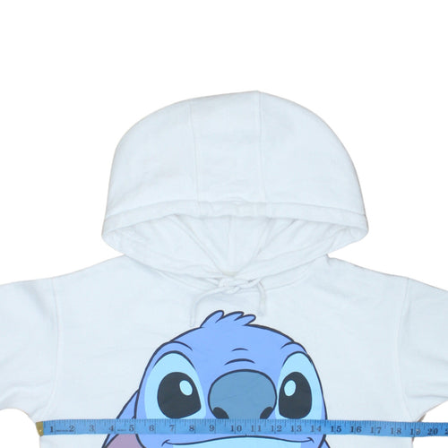 Disney Primark Women White Stitch Hoodie 2XS Cotton Pullover