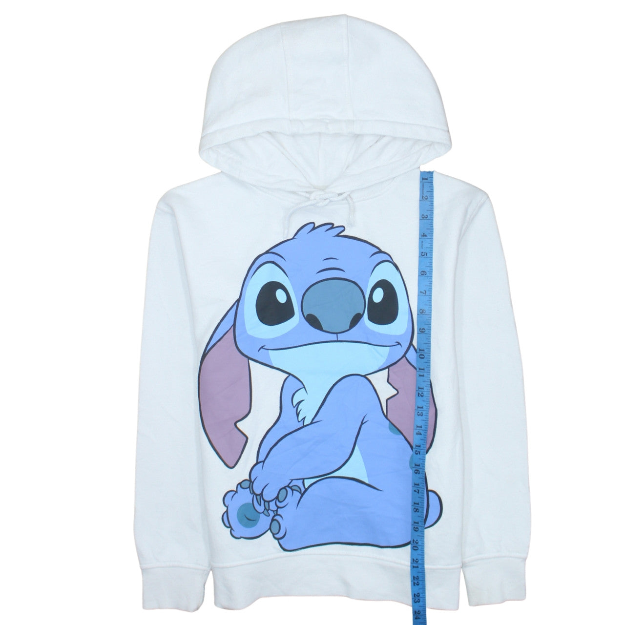 Disney Primark Women White Stitch Hoodie 2XS Cotton Pullover