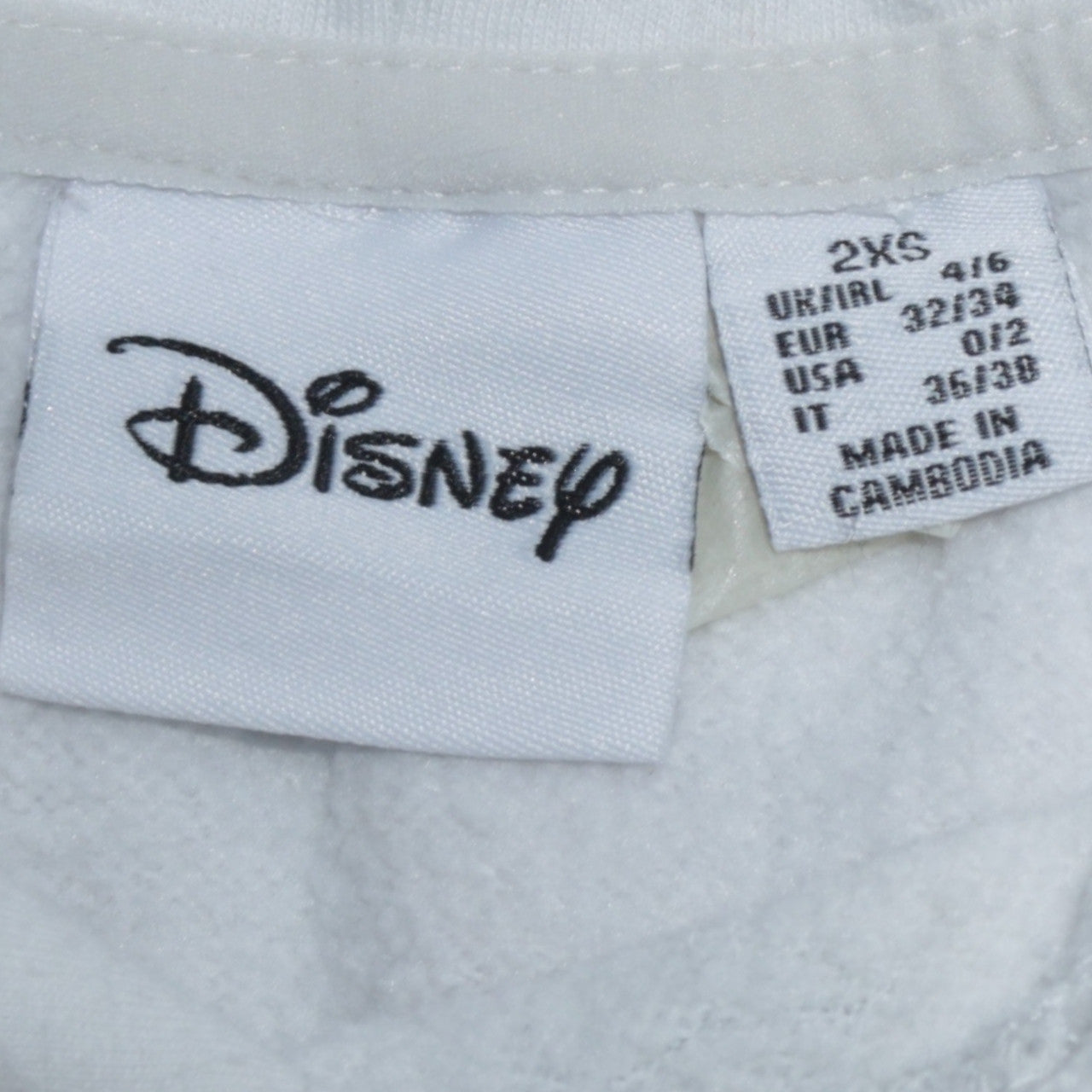 Disney Primark Women White Stitch Hoodie 2XS Cotton Pullover