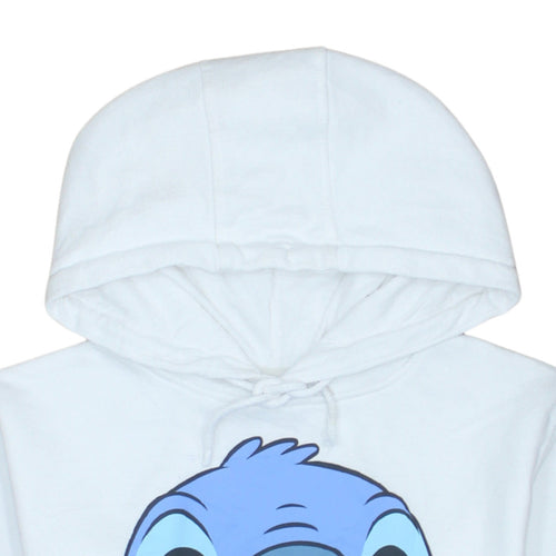 Disney Primark Women White Stitch Hoodie 2XS Cotton Pullover