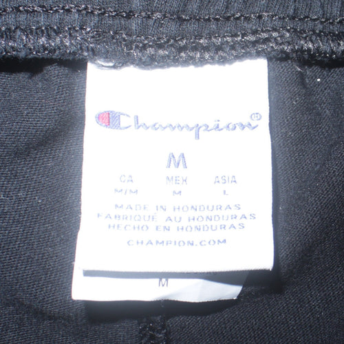Champion Men Black Cotton Jogger Sweatpants M Tapered Fit